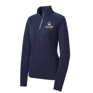 Coram Deo Sport-Tek Ladies Sport-Wick Textured 1/4 Zip Pullover-True Navy