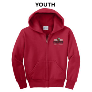 Clinton Evolution VB Youth Core Fleece Full Zip Hooded Sweatshirt-Red