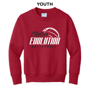 Clinton Evolution VB Youth Fleece Crewneck Sweatshirt-Red