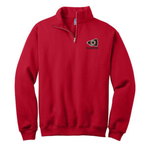 Clinton Cheer Winter Jerzees NuBlend 1/4 Zip Cadet Collar Sweatshirt Unisex-Red