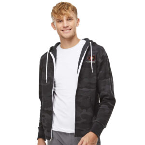 Clinton Cheer Winter Independent Trading Co.Unisez  Full-Zip Hooded Sweatshirt-Black Camo