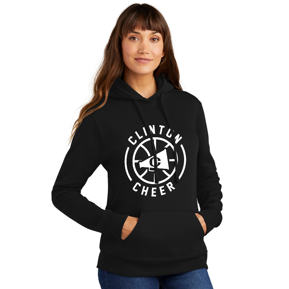 Clinton Cheer Winter Ladies Core Fleece Pullover Hooded Sweatshirt-Black