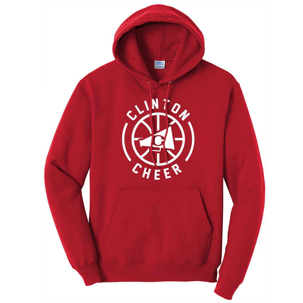 Clinton Cheer Winter Unisex Fleece Hooded Sweatshirt-Red