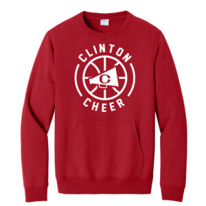 Clinton Cheer Winter Unisex Core Fleece Crewneck Pocket Sweatshirt-Red