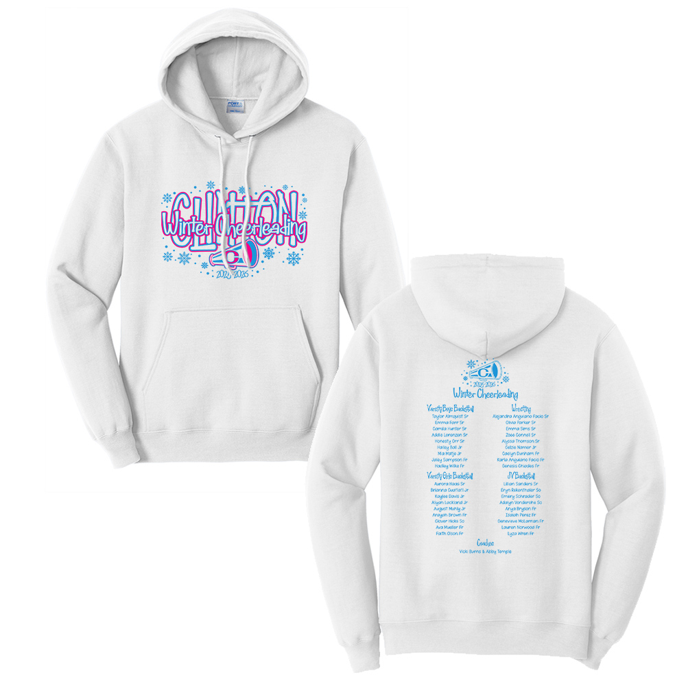 Clinton Cheer Winter Unisex Fleece Hooded Sweatshirt-White