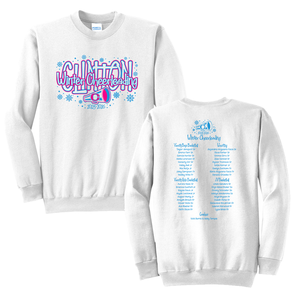 Clinton Cheer Winter Unisex Fleece Crewneck Sweatshirt-White
