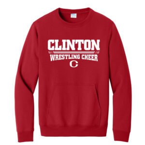 Clinton Cheer Winter Unisex Core Fleece Crewneck Pocket Sweatshirt-Red