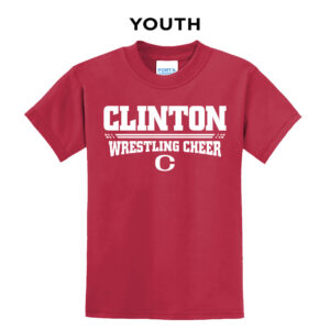 Clinton Cheer Winter Youth Short Sleeve Tee-Red