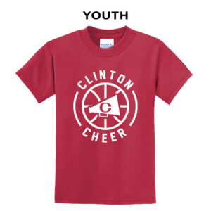 Clinton Cheer Winter Youth Short Sleeve Tee-Red
