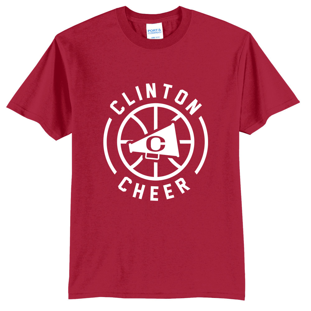 Clinton Cheer Winter Unisex Short Sleeve Tee-Red