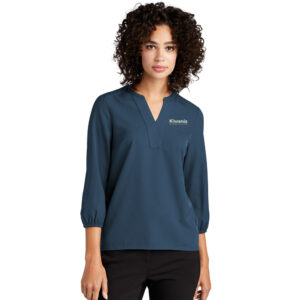 Clinton Kiwanis Mercer and Mettle Women’s Stretch Crepe 3/4-Sleeve Blouse-Insignia Blue