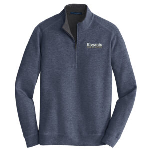 Clinton Kiwanis Port Authority Interlock 1/4 Zip Men-Estate Blue Heahter/Charcoal Heather