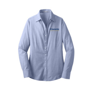 Clinton Kiwanis Port Authority Ladies Crosshatch Easy Care Shirt-Chambray Blue
