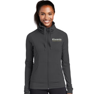 Clinton Kiwanis Sport-Tek Ladies Sport-Wick Stretch Full-Zip Jacket-Charcoal