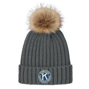 Clinton Kiwanis Port Authority Faux Fur Pom Beanie-Storm Grey