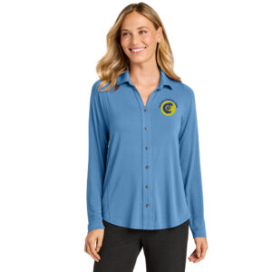 CNB Port Authority Women’s Luxe Knit Button Tunic-Carolina Blue