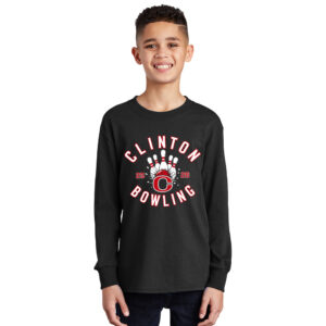 Clinton Bowling Youth Cotton Long Sleeve Tee-Black