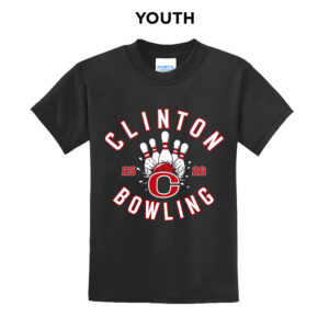 Clinton Bowling Youth Short Sleeve Tee-Black