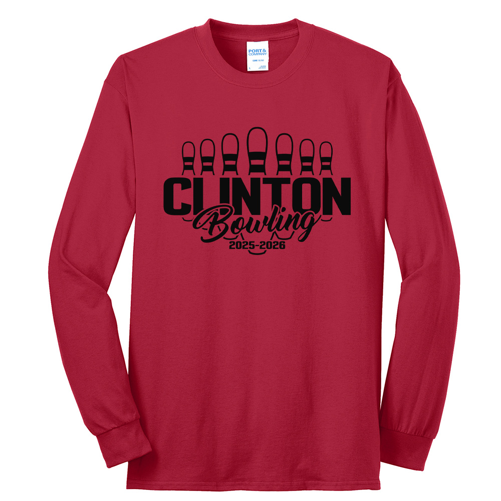 Clinton Bowling Unisex Long Sleeve Tee-Red