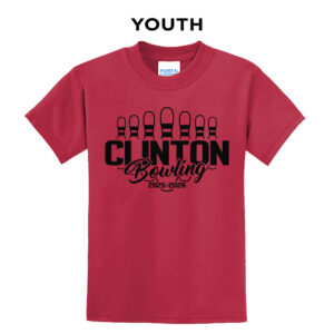 Clinton Bowling Youth Basic Short Sleeve Tee-Red