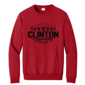 Clinton Bowling Unisex Core Fleece Crewneck Pocket Sweatshirt-Red