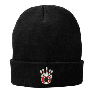 Clinton Bowling Port Company Fleece Lined Knit stocking  Cap-Black
