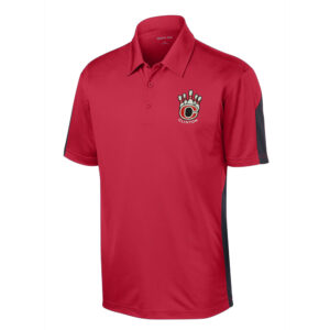 Clinton Bowling Sport-Tek PosiCharge Men Active Textured Colorblock Polo-Red/Grey