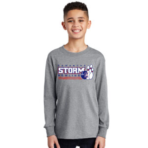 Storm Bowling Youth Cotton Long Sleeve Tee-Athletic Heather