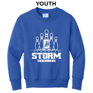Storm Bowling Youth Fleece Crewneck Sweatshirt-Royal
