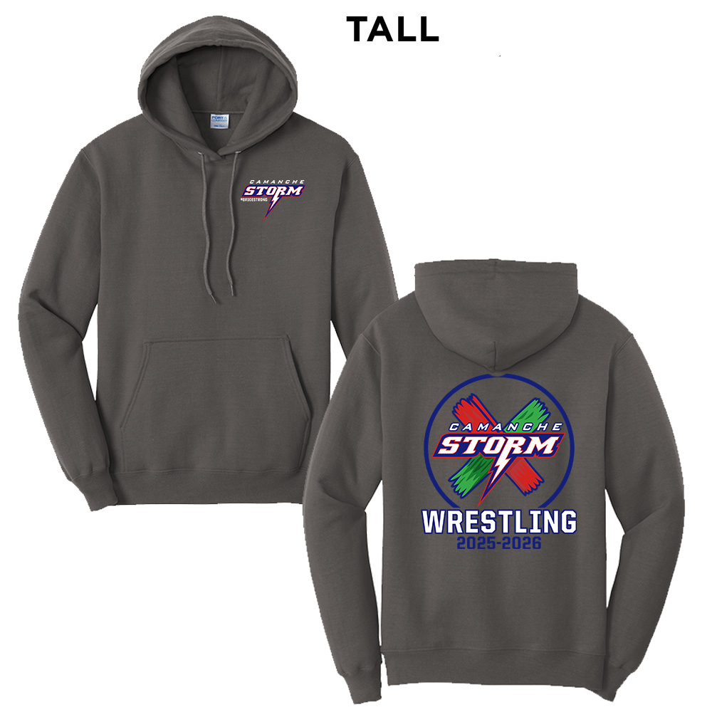 Storm Boys Wrestling Tall Fleece Hooded Sweatshirt-Charcoal