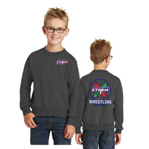 Storm Boys Wrestling Youth Fleece Crewneck Sweatshirt-Charcoal