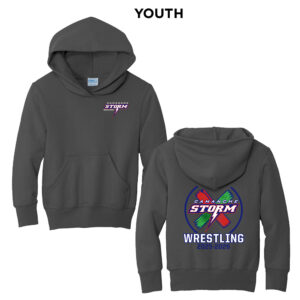 Storm Boys Wrestling Youth Fleece Hooded Sweatshirt-Charcoal