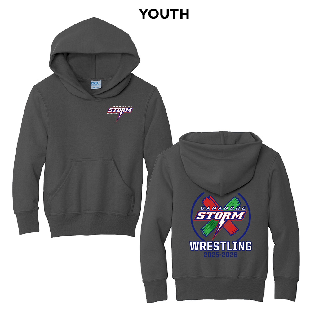Storm Boys Wrestling Youth Fleece Hooded Sweatshirt-Charcoal