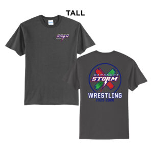 Storm Boys Wrestling Tall Cotton Short Sleeve Tee-Charcoal