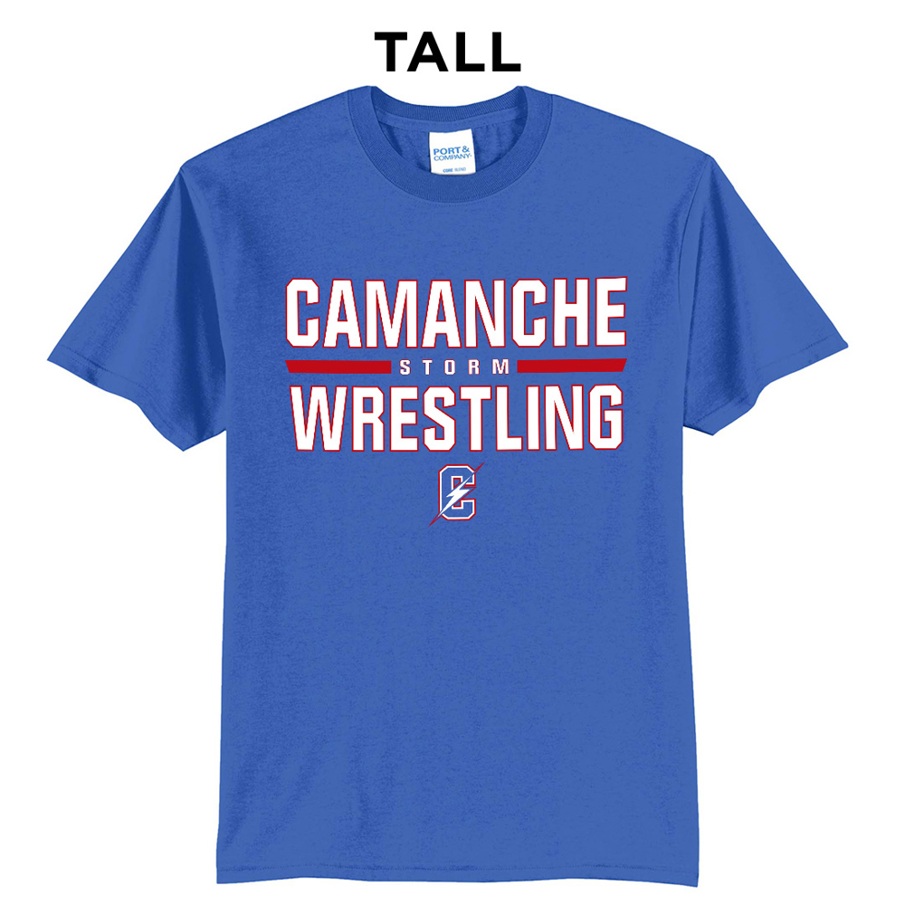 Storm Boys Wrestling Tall Cotton Short Sleeve Tee-Royal