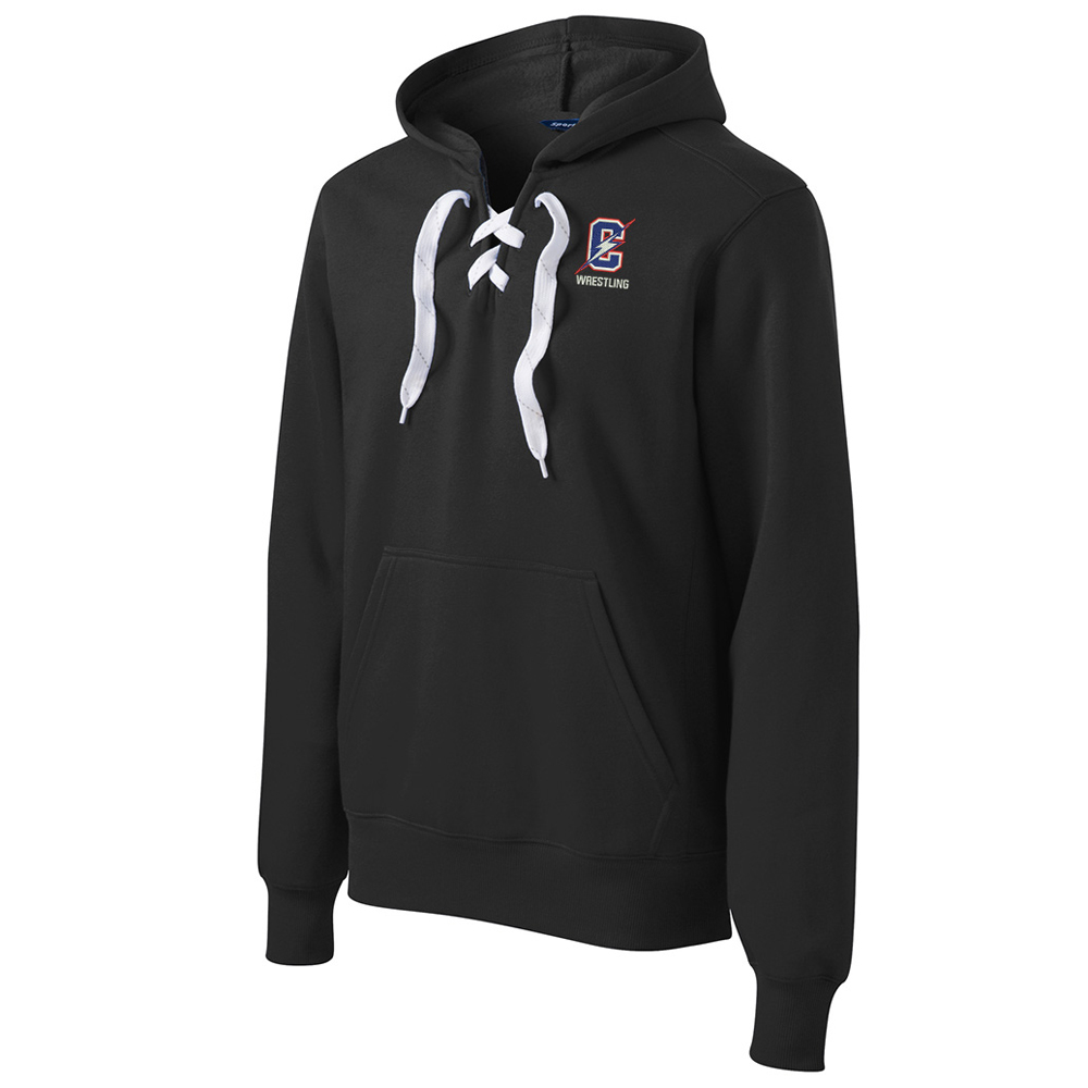 Storm Boys Wrestling Sport Tek Lace Up Pullover Hooded Sweatshirt Unisex-Black