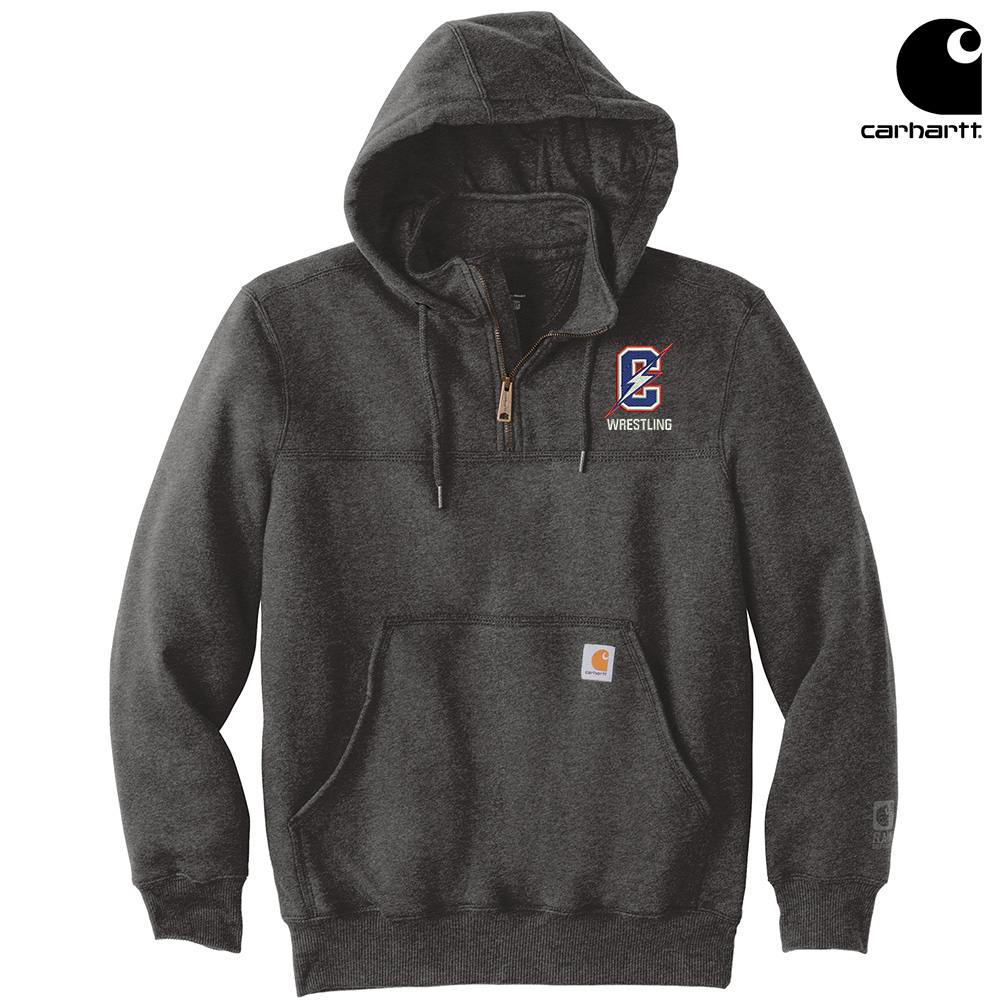 Storm Boys Wrestling Carhartt Rain Defender men Paxton Heavyweight Hooded Zip Mock Sweatshirt-Carbon Heather