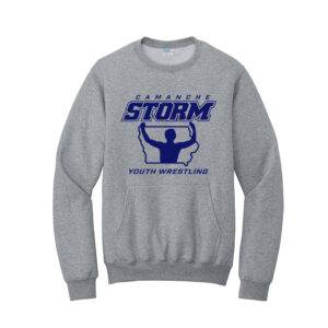 Storm Youth Wrestling Unisex Core Fleece Crewneck Pocket Sweatshirt-Athletic heather