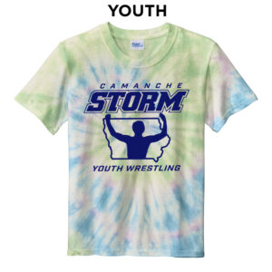 Storm Youth Wrestling YOUTH Essential Tie-Dye Tee-Watercolor Spiral
