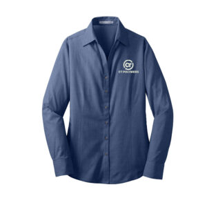 CT Polymers Port Authority Ladies Crosshatch Easy Care Shirt-Deep Blue