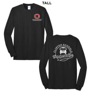 Clinton Transportation Tall Cotton Long Sleeve Tee-Black