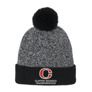 Clinton Transportation Sport-Tek Halftime Heather Pom Beanie-Black/Silver