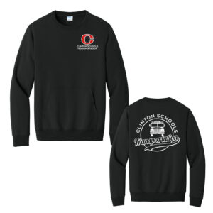 Clinton Transportation Unisex Core Fleece Crewneck Pocket Sweatshirt-Black