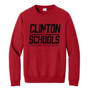 Clinton Transportation Unisex Core Fleece Crewneck Pocket Sweatshirt-Red