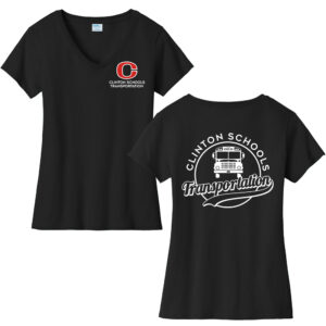Clinton Transportation Ladies Fan Favorite V Neck Tee-Black