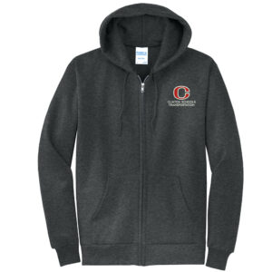 Clinton Transportation Men Classic Full-Zip Hooded Sweatshirt-Black Heather