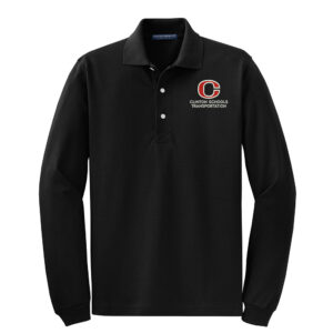 Clinton Transportation Port Authority Men Rapid Dry Long Sleeve Polo-Black