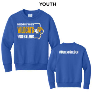 DN Wrestling Youth Fleece Crewneck Sweatshirt-Royal