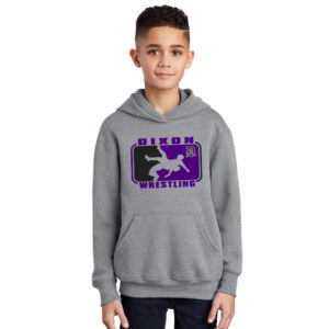 Dixon Wrestling Club Youth Fleece Hooded Sweatshirt-Athletic Heather