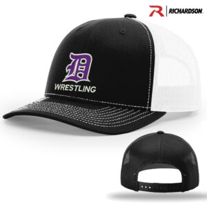 Dixon Wrestling Club Richardson Pro Crown Mesh Back solid color Adjustable back cap Split-Black/White